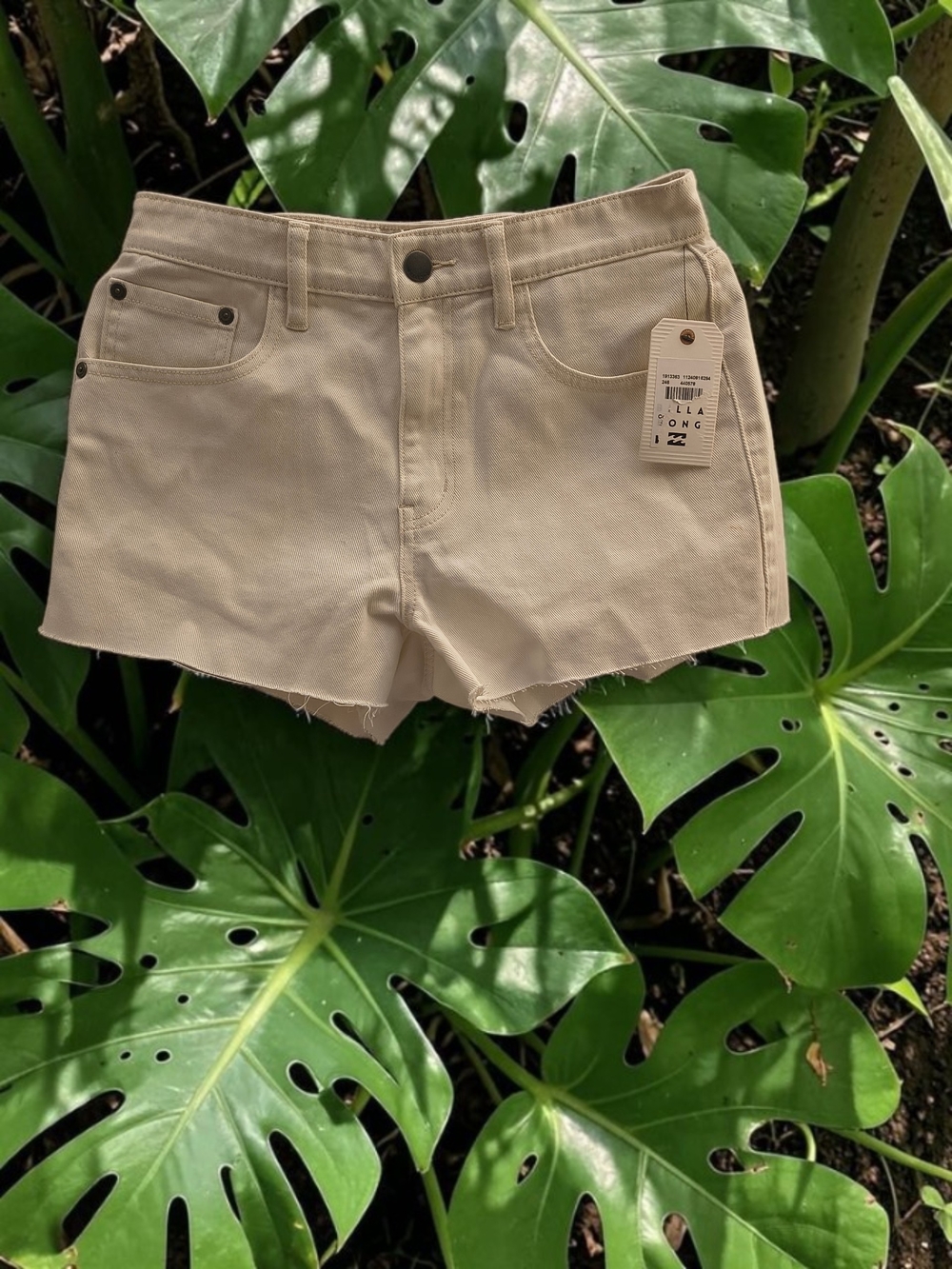 Billabong Beige High-Rise Cutoff Denim Shorts